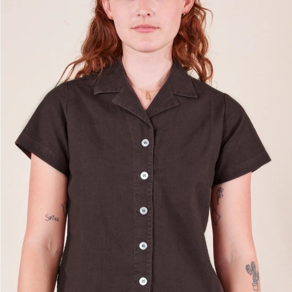 Big Bud Press Brown Boxy Button Down Shirt